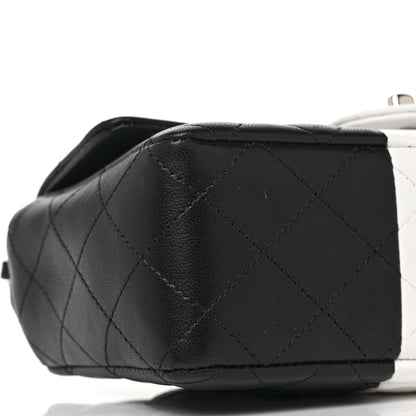 Chanel Lambskin Quilted Mini Rectangular Flap Black White 8 of 10