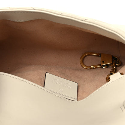 Gucci Calfskin Matelasse Super Mini GG Marmont Shoulder Bag White 5 of 10