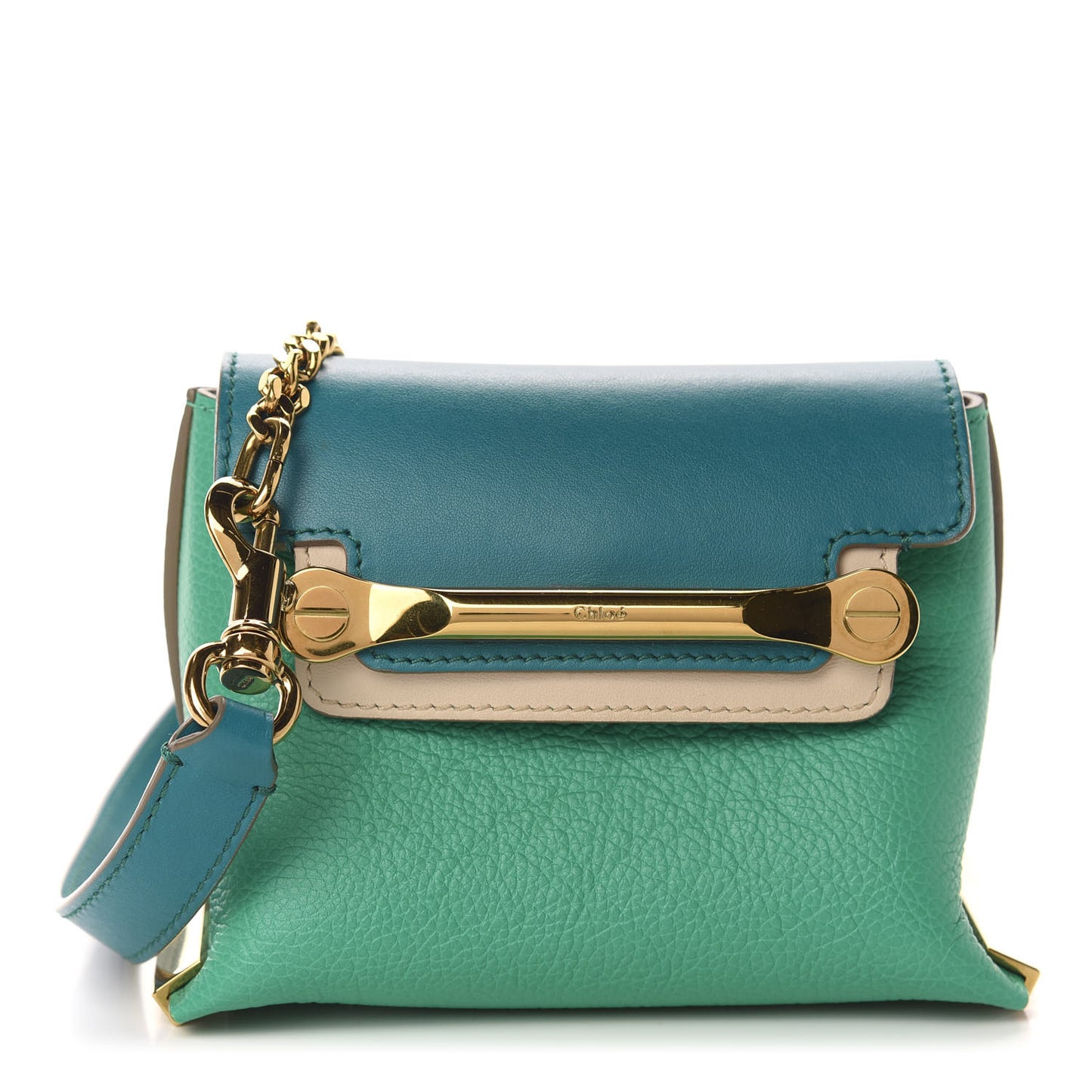 Calfskin Mini Clare Shoulder Bag Green Turquoise