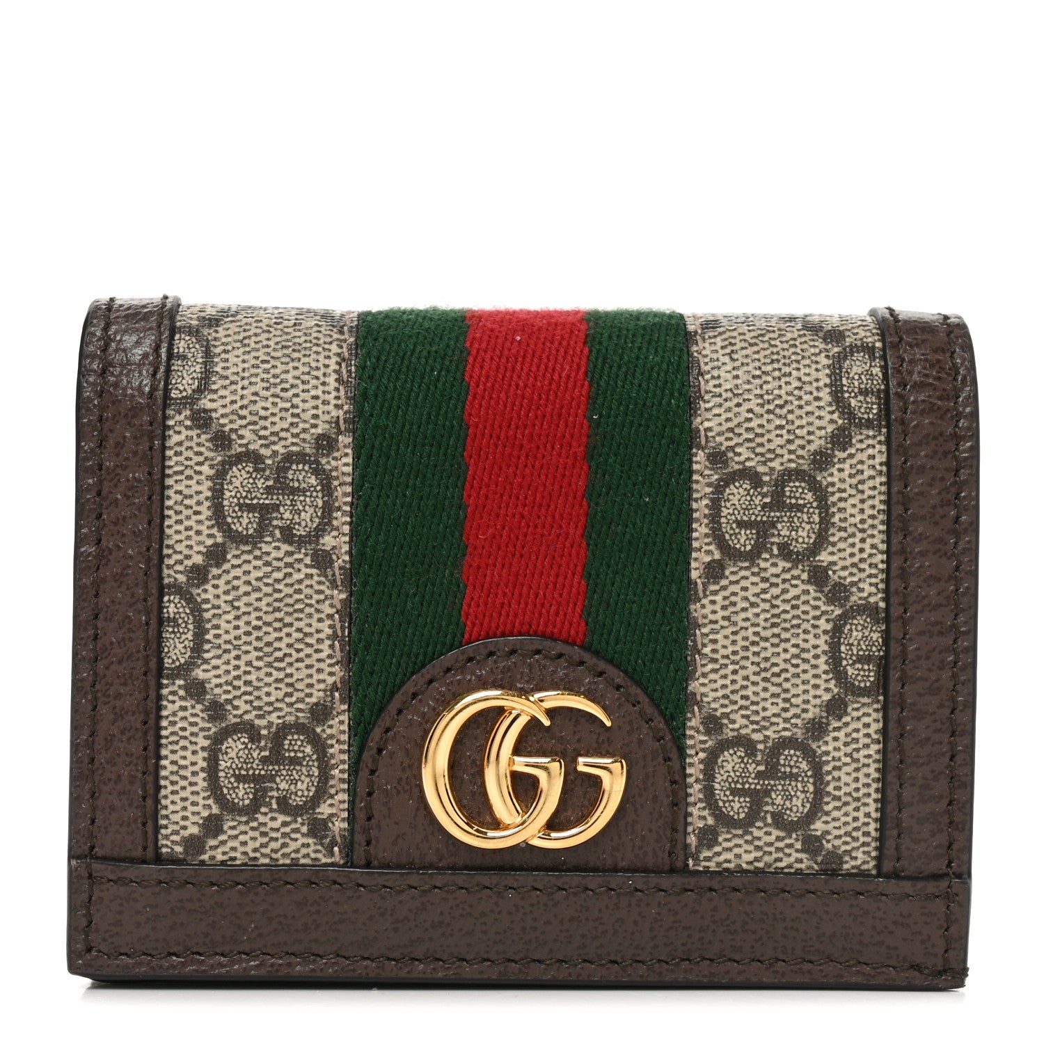 Gucci GG Supreme Monogram Web Ophidia Card Case Beige New Acero 1 of 7