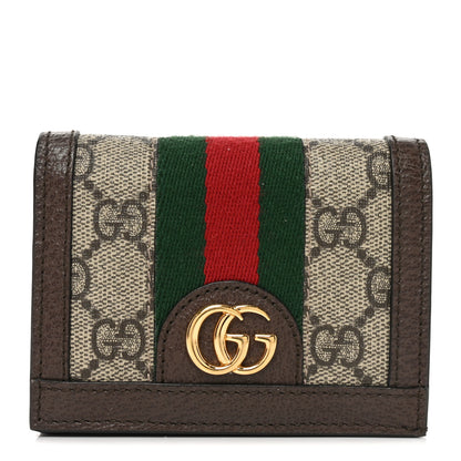 Gucci GG Supreme Monogram Web Ophidia Card Case Beige New Acero 1 of 7