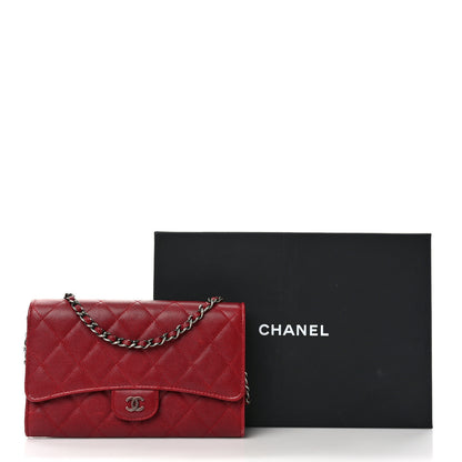 Chanel Caviar Quilted Wallet on Removable Chain Red 12 of 12