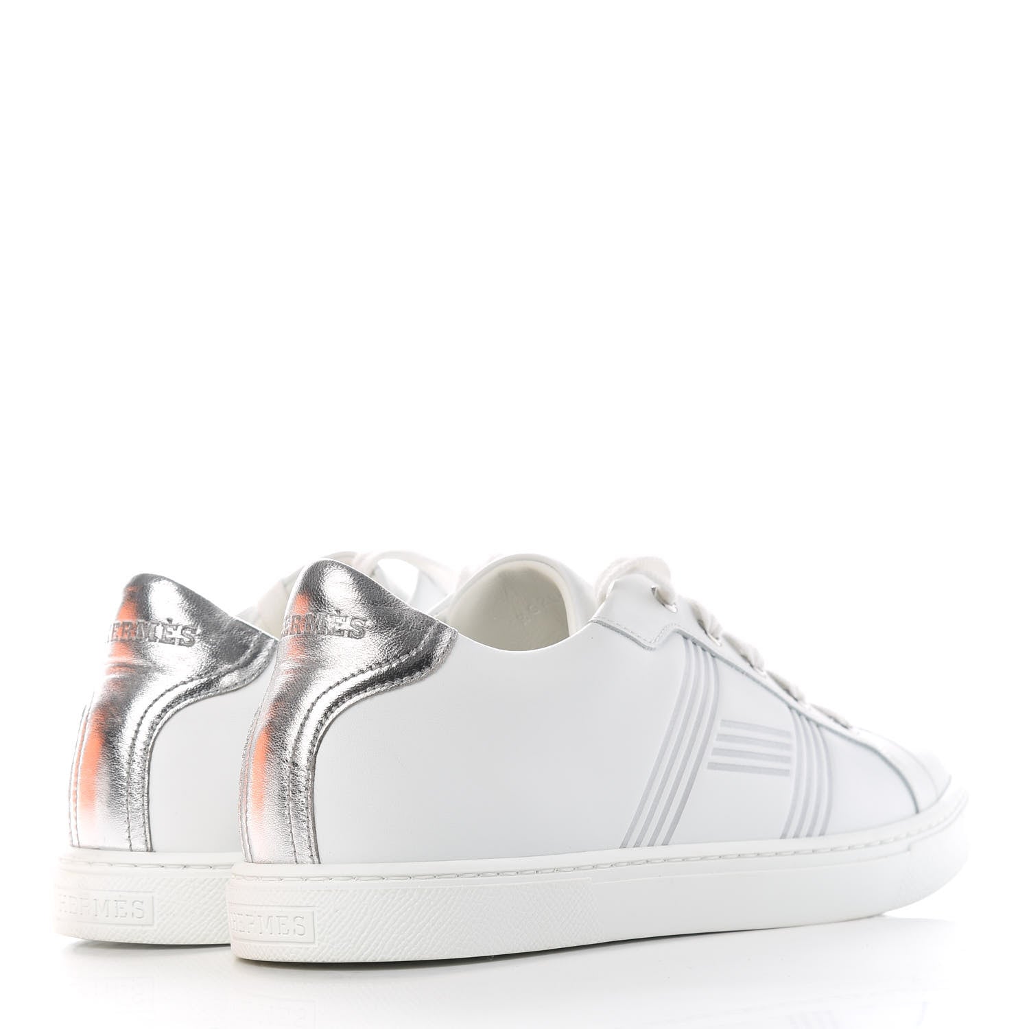 Hermes Nappa Womens Avantage Sneakers 38 White Argent 4 of 11