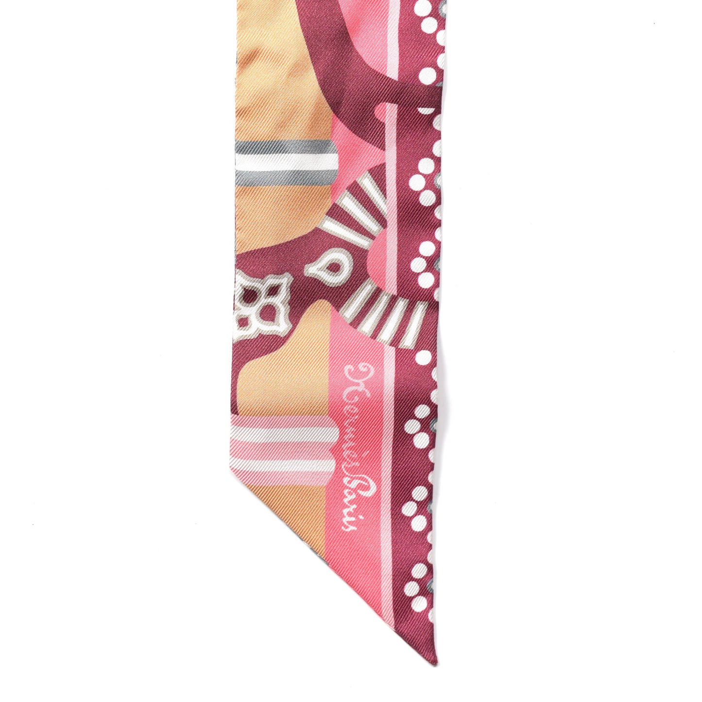 Silk Fantaisie D' Etriers Twilly Rose Vif Prune Beige