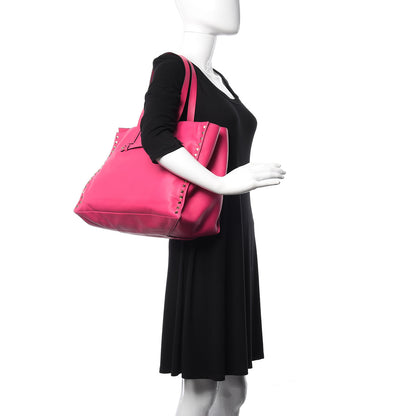 Valentino Garavani Nappa Medium Rockstud Soft Tote Pop Fuxia 2 of 13
