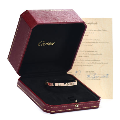 Cartier 18K Pink Gold 4 Diamond LOVE Bracelet 17 4 of 4