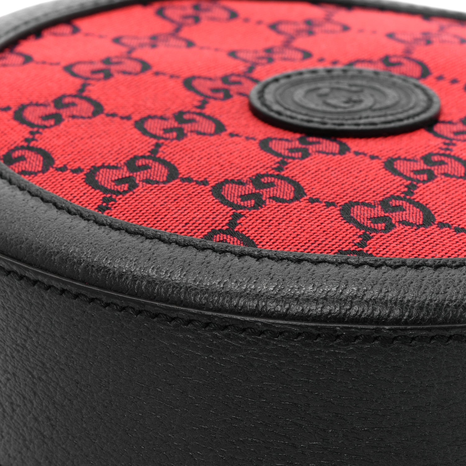 Gucci Monogram Multicolor Textured Calfskin Retro Interlocking G Round Shoulder Bag Red Blue 12 of 13