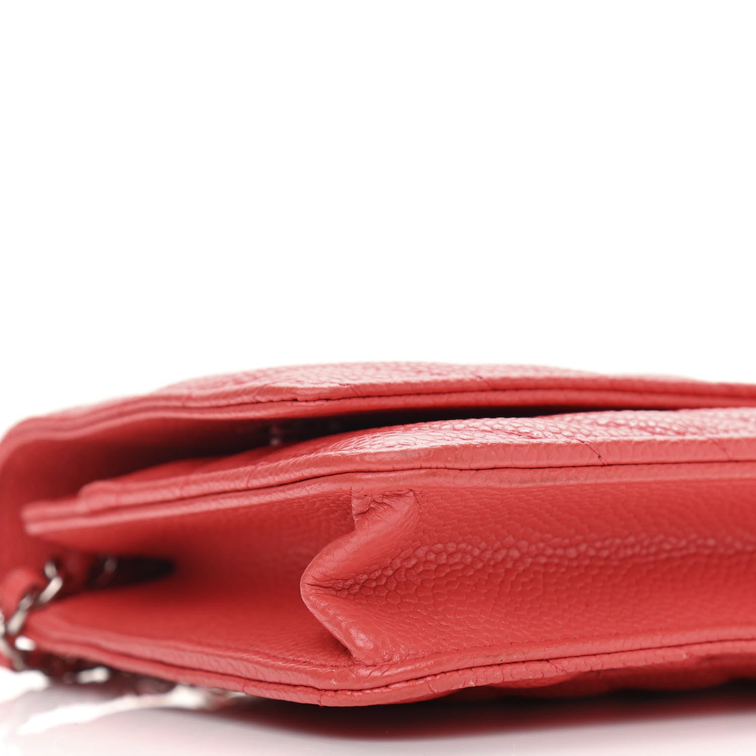 Chanel Caviar Chevron Quilted Wallet On Chain WOC Coral 9 of 11