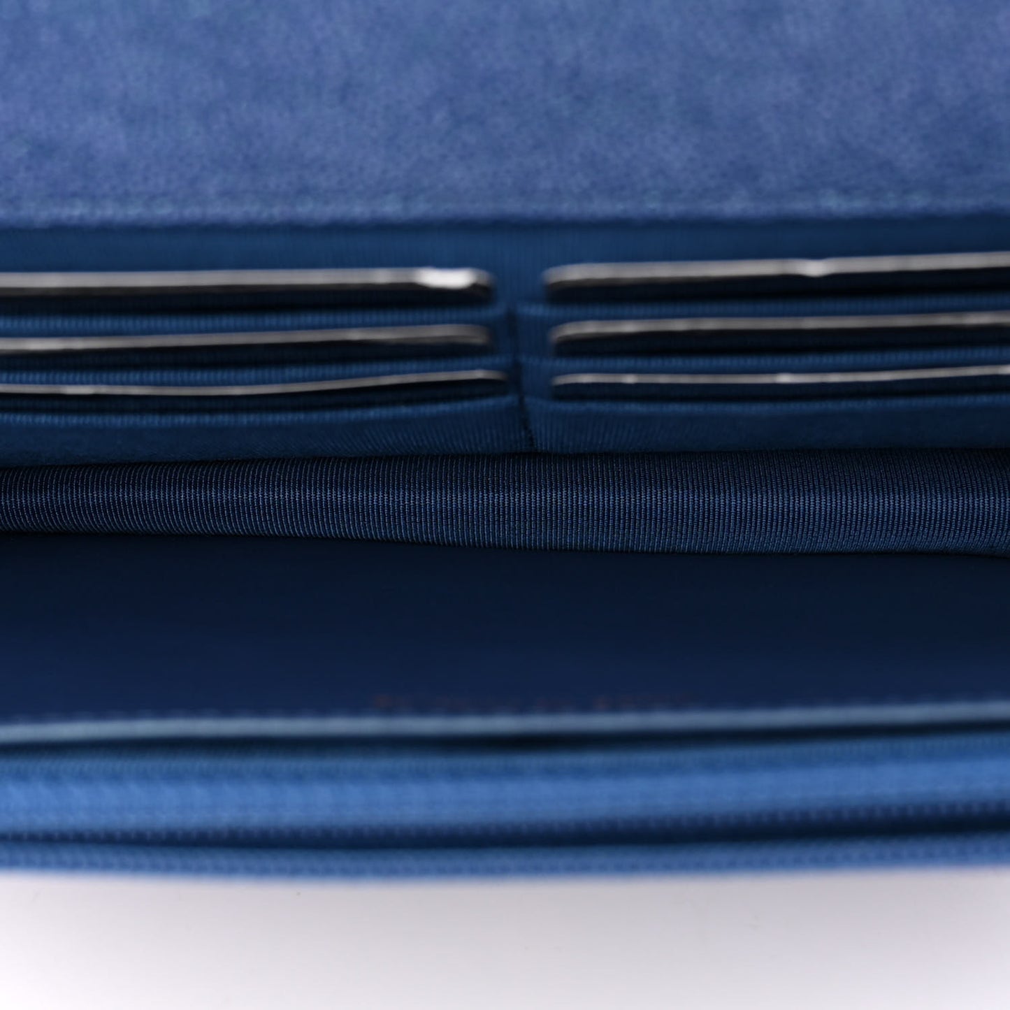 Iridescent Caviar Quilted Wallet on Chain WOC Dark Blue