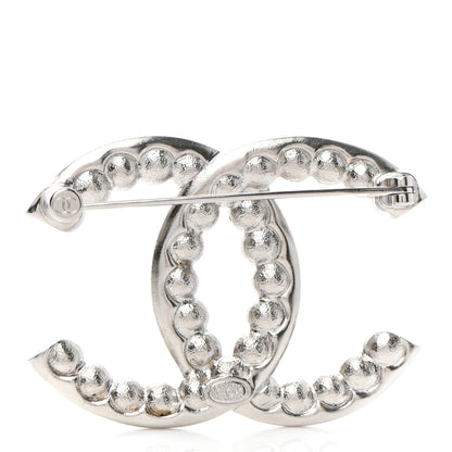 Chanel Pearl Crystal CC Brooch Silver 3 of 5