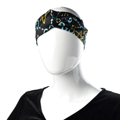 Gucci Silk GucciGhost Stars Print Duchesse Headband Black Sky Blue 2 of 6