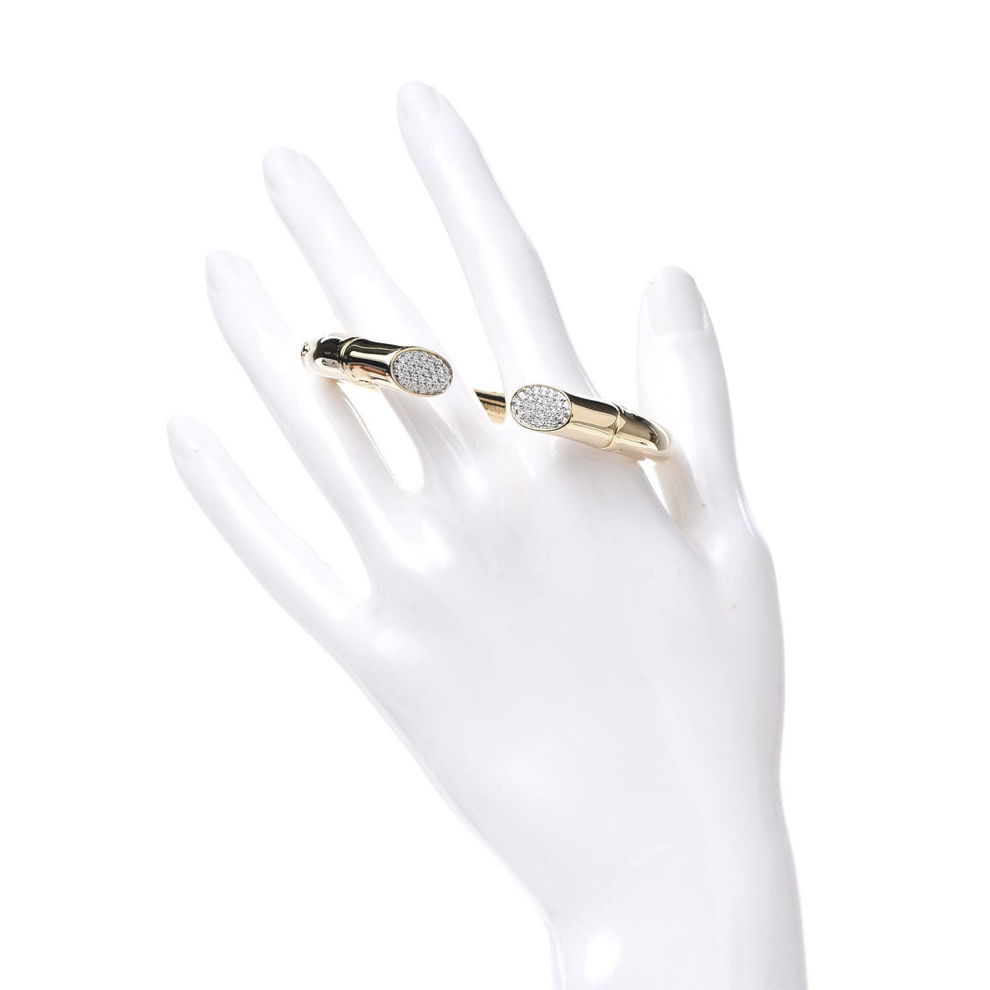 18K Yellow Gold Diamond Bamboo Kick Cuff Bracelet