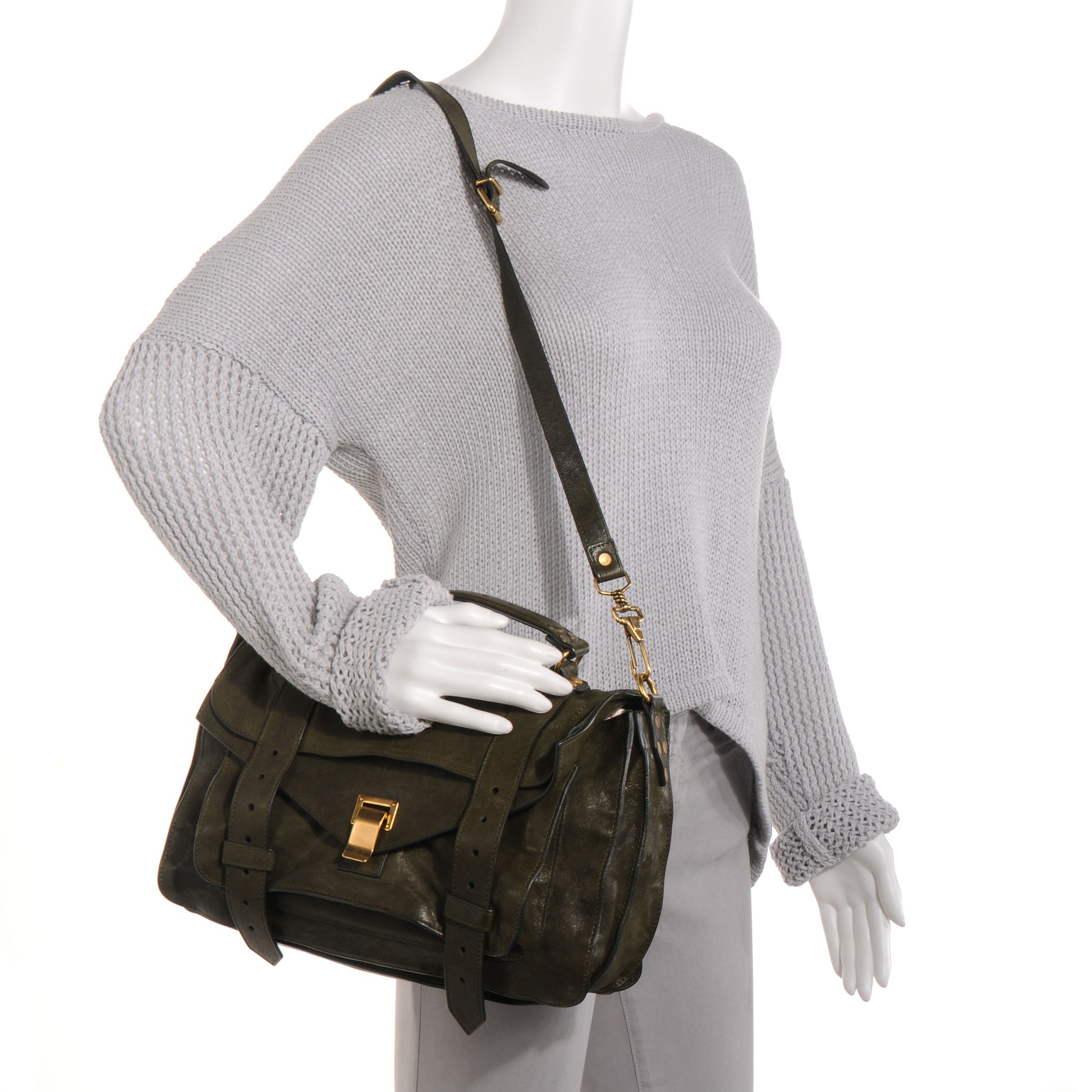 Proenza Schouler Lambskin PS1 Medium Satchel Military 2 of 12