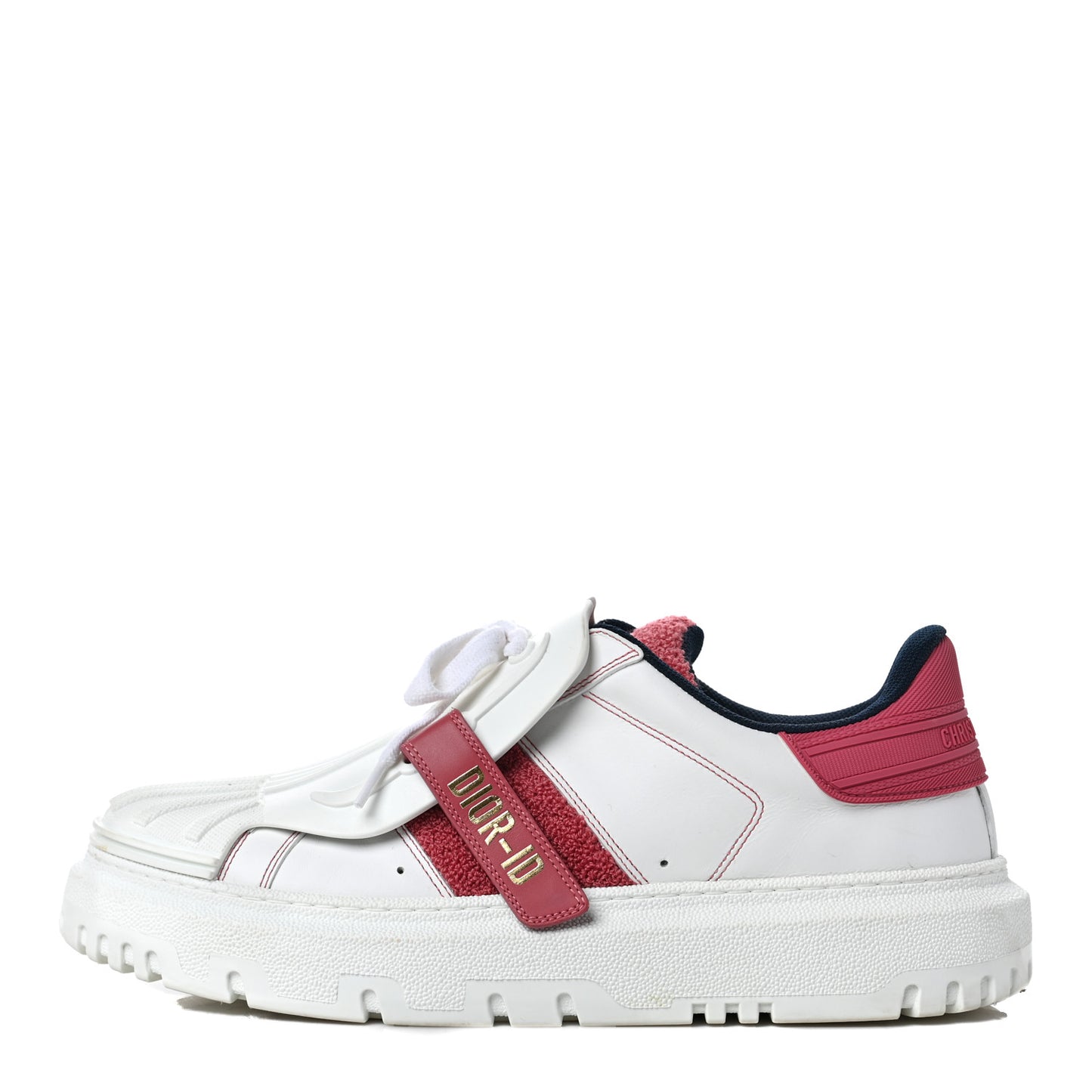Suede Patent Terry Cloth Dior-ID Platform Sneakers 41 White Framboise