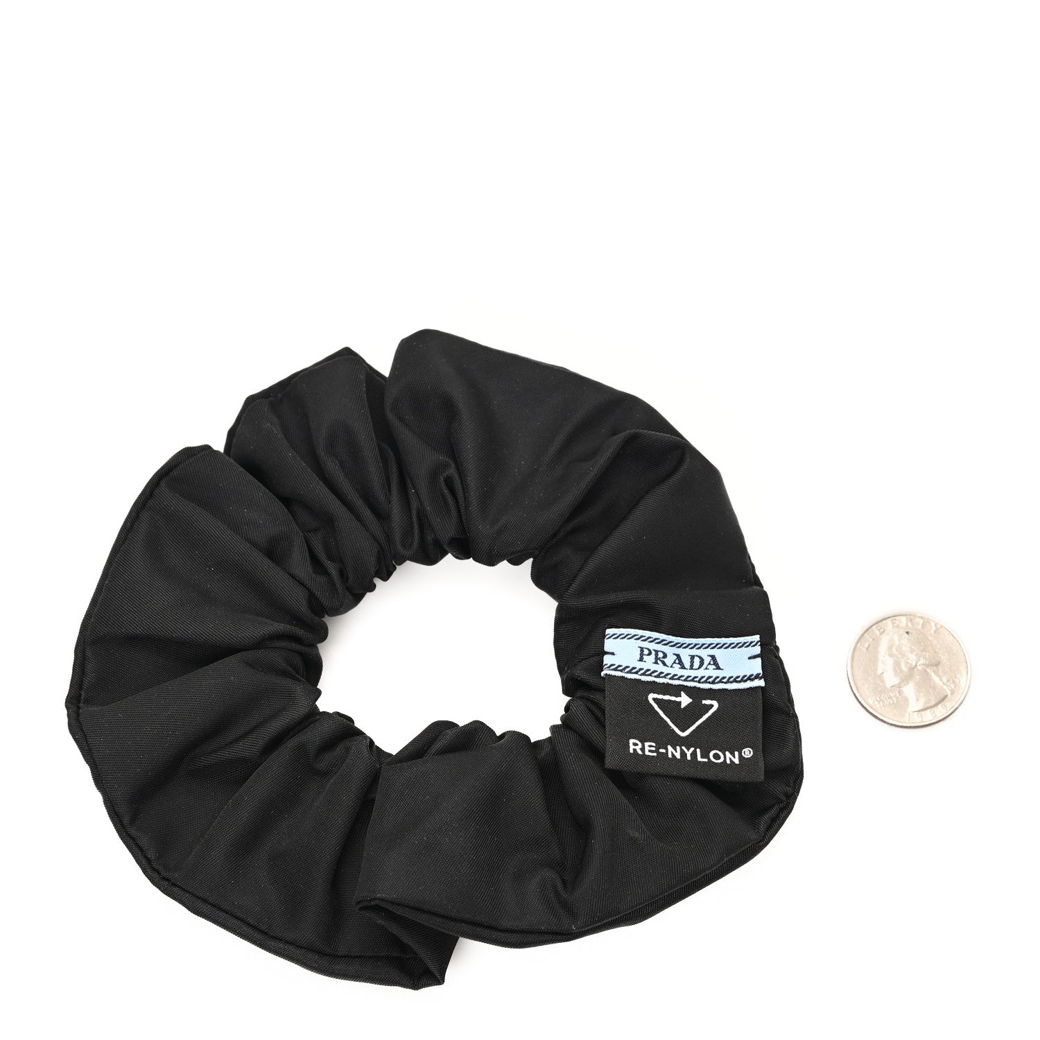 Prada Re-Nylon Metal Logo Scrunchie Black 2 of 4