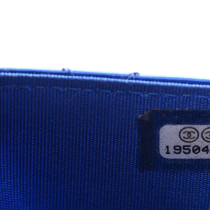 Chanel Metallic Patent Calfskin Quilted Boy Wallet On Chain WOC Blue 8 of 16