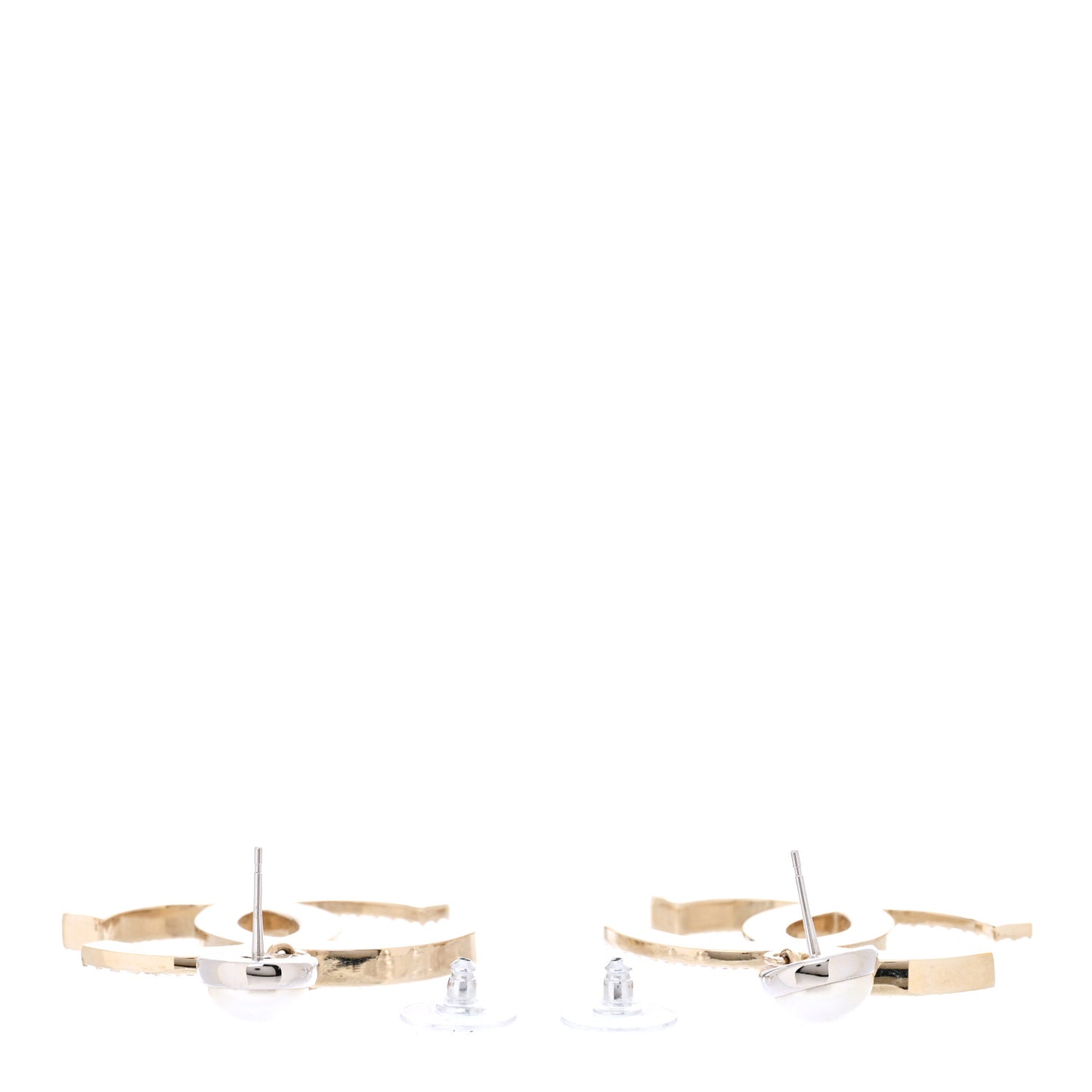 Crystal Pearl CC Drop Earrings Gold Silver