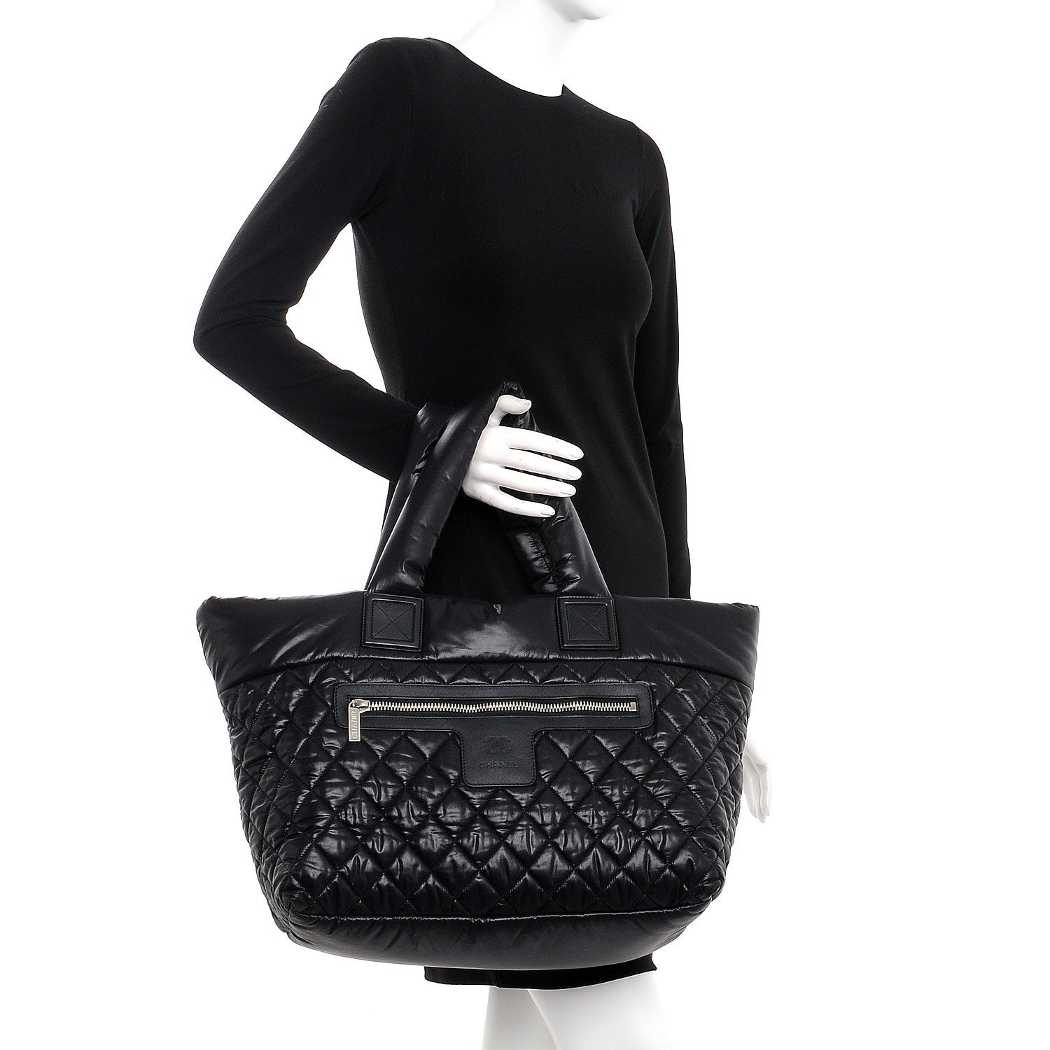 Chanel Nylon Quilted Large Coco Cocoon Tote Black 2 of 9