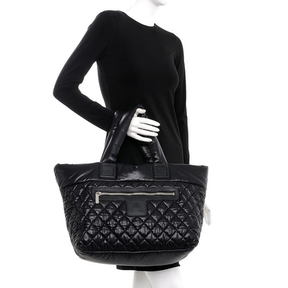 Chanel Nylon Quilted Large Coco Cocoon Tote Black 2 of 9