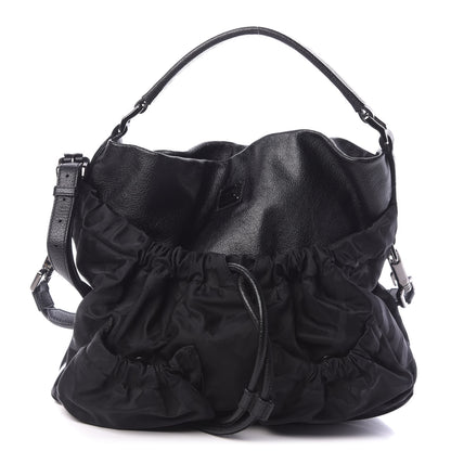 Burberry Calfskin Nylon Beat Check Shoulder Bag Black 1 of 11
