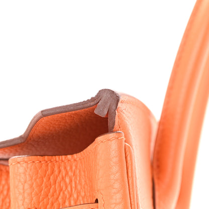 Hermes Taurillon Clemence Birkin 30 Orange 15 of 18