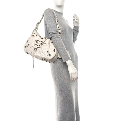 Balenciaga Extra Supple Calfskin Crocodile Embossed Medium Le Cagole Shoulder Bag White 2 of 18
