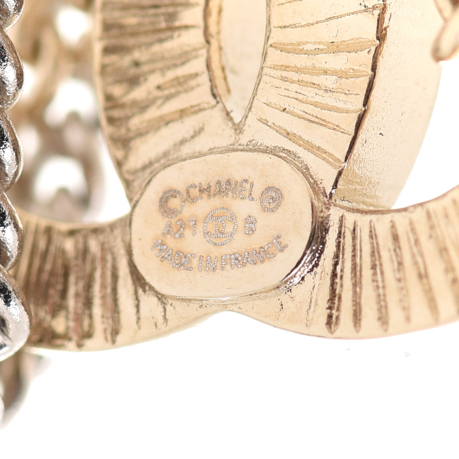 Chanel Crystal Chain CC Earrings Gold 4 of 5