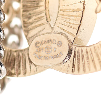 Chanel Crystal Chain CC Earrings Gold 4 of 5