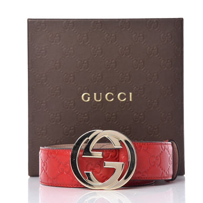 Gucci Guccissima Signature Interlocking G 40mm Belt 85 34 Red 8 of 8