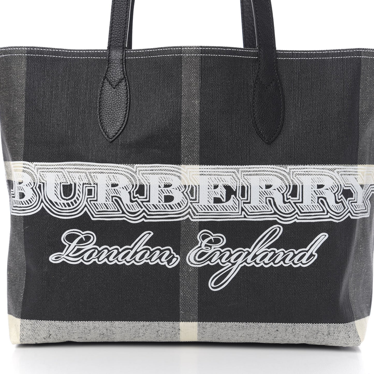 Coated Canvas Mega Check Medium Doodle Tote Black White