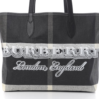 Burberry Coated Canvas Mega Check Medium Doodle Tote Black White 9 of 16