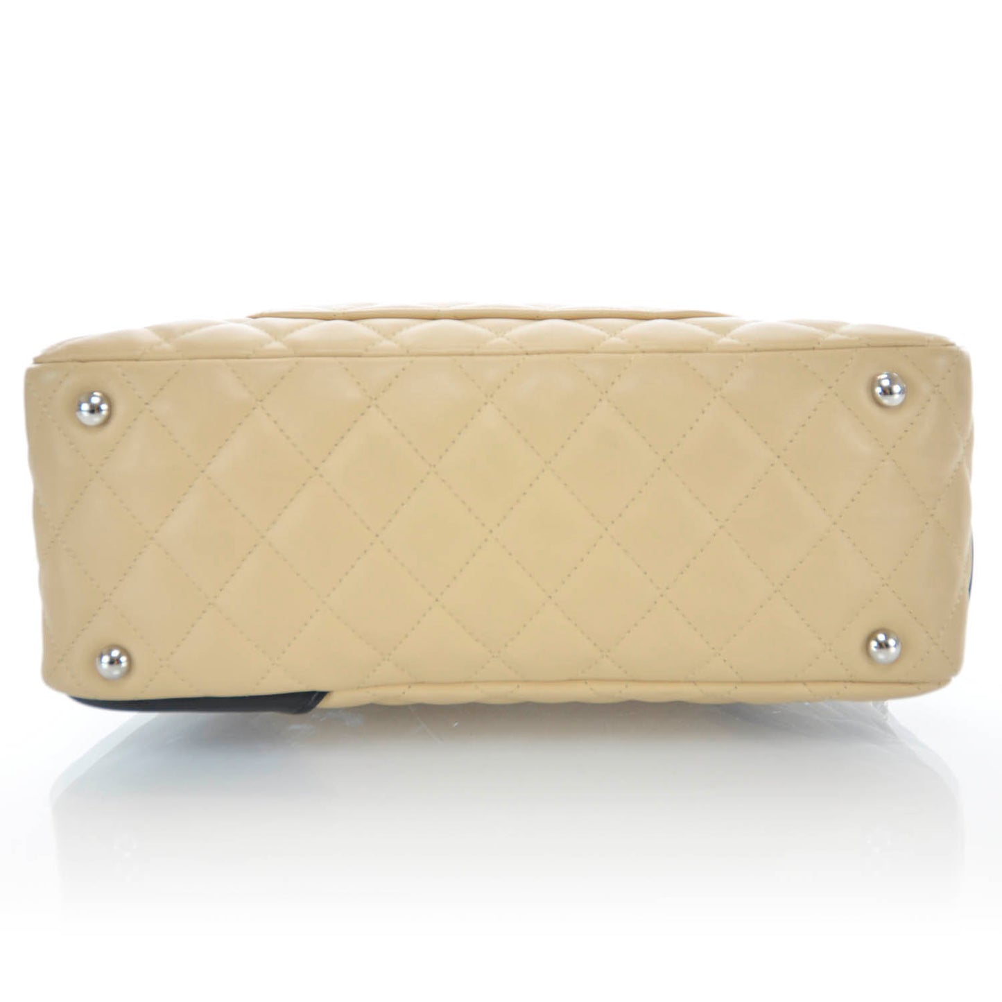 Calfskin Quilted Large Cambon Bowler Beige Black