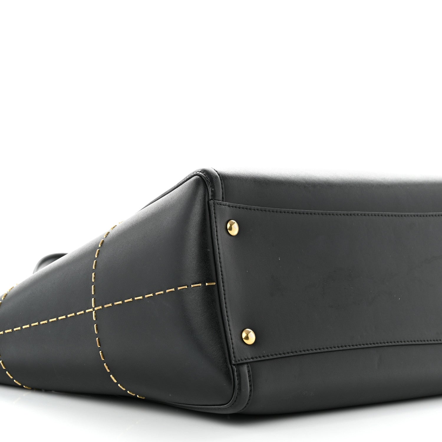 Salvatore Ferragamo Calfskin Stitched Double Handle Medium Amy Tote Black 8 of 13