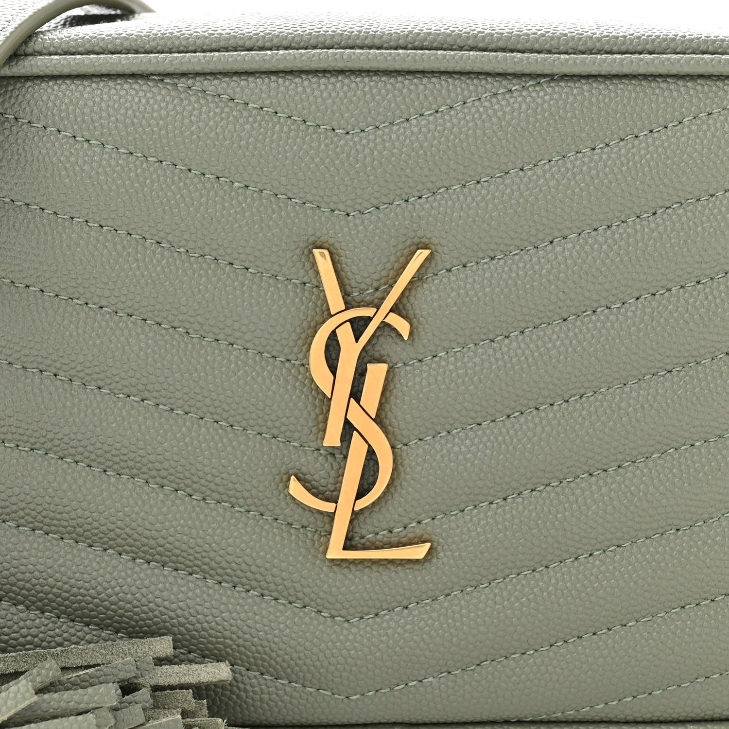 Saint Laurent Grain De Poudre Matelasse Monogram Mini Lou Camera Bag Light Sage 8 of 10