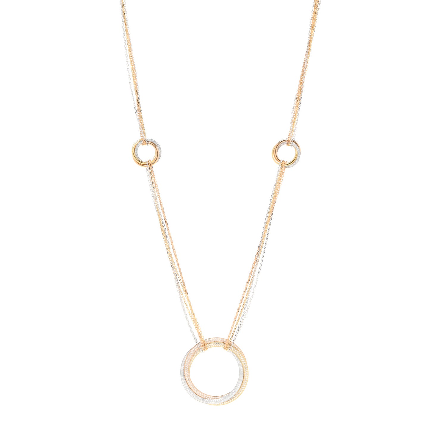 18K Pink Yellow White Gold Diamond Trinity Station Necklace