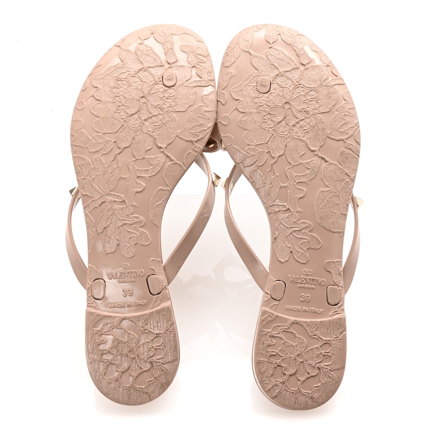 PVC Jelly Rockstud Bow Thong Sandals 39 Poudre