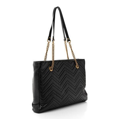 Gucci Vintage Calfskin Matelasse Medium GG Marmont Slim Tote Black 3 of 10