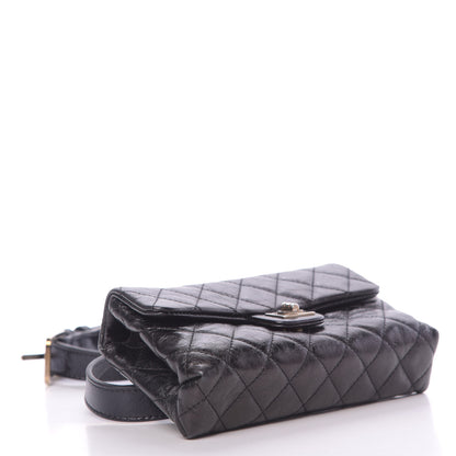 Chanel Aged Calfskin Quilted 2.55 Reissue Flap Belt Bag Clutch Black 3 of 10