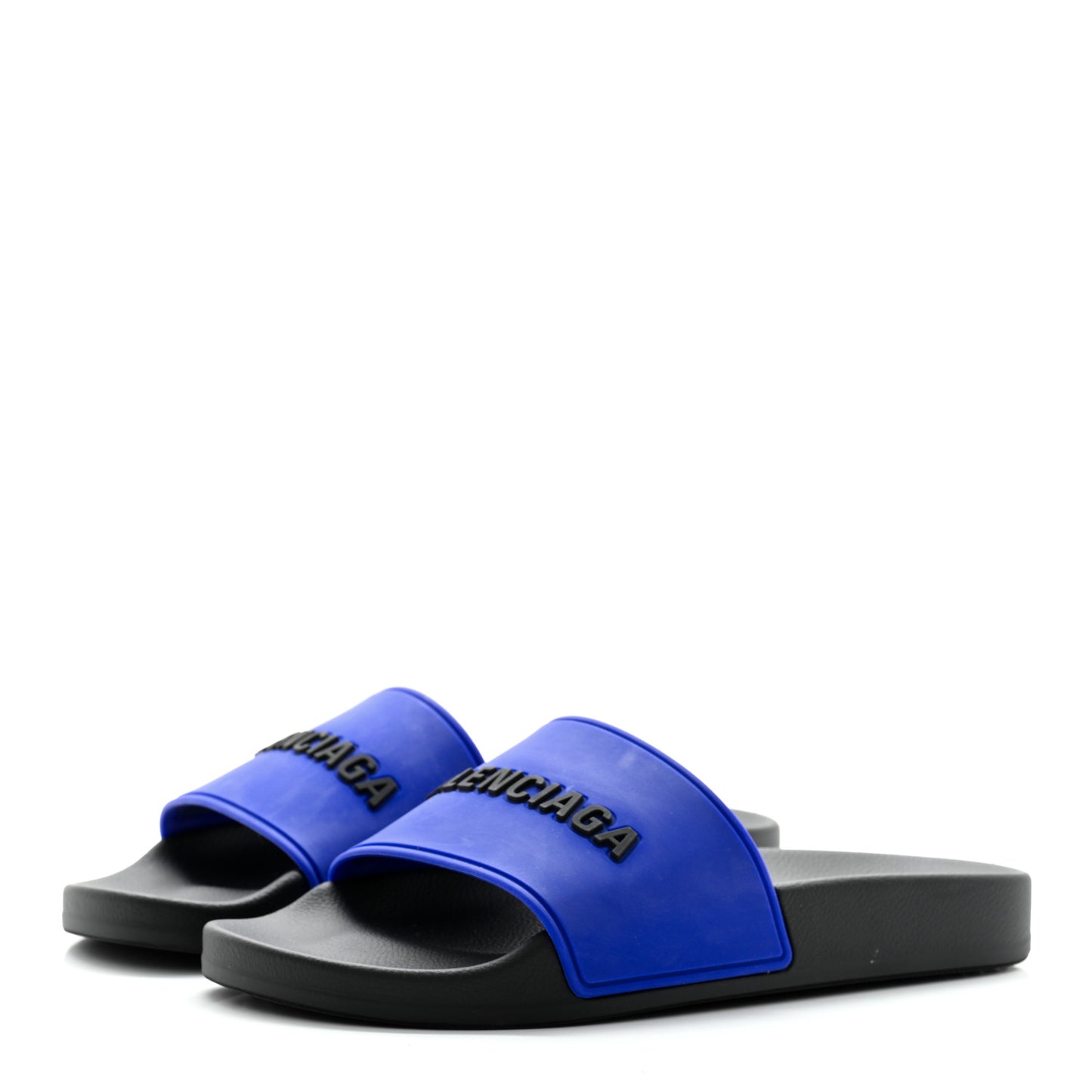 Rubber Logo Womens Pool Slide Sandals 35 Blue Black