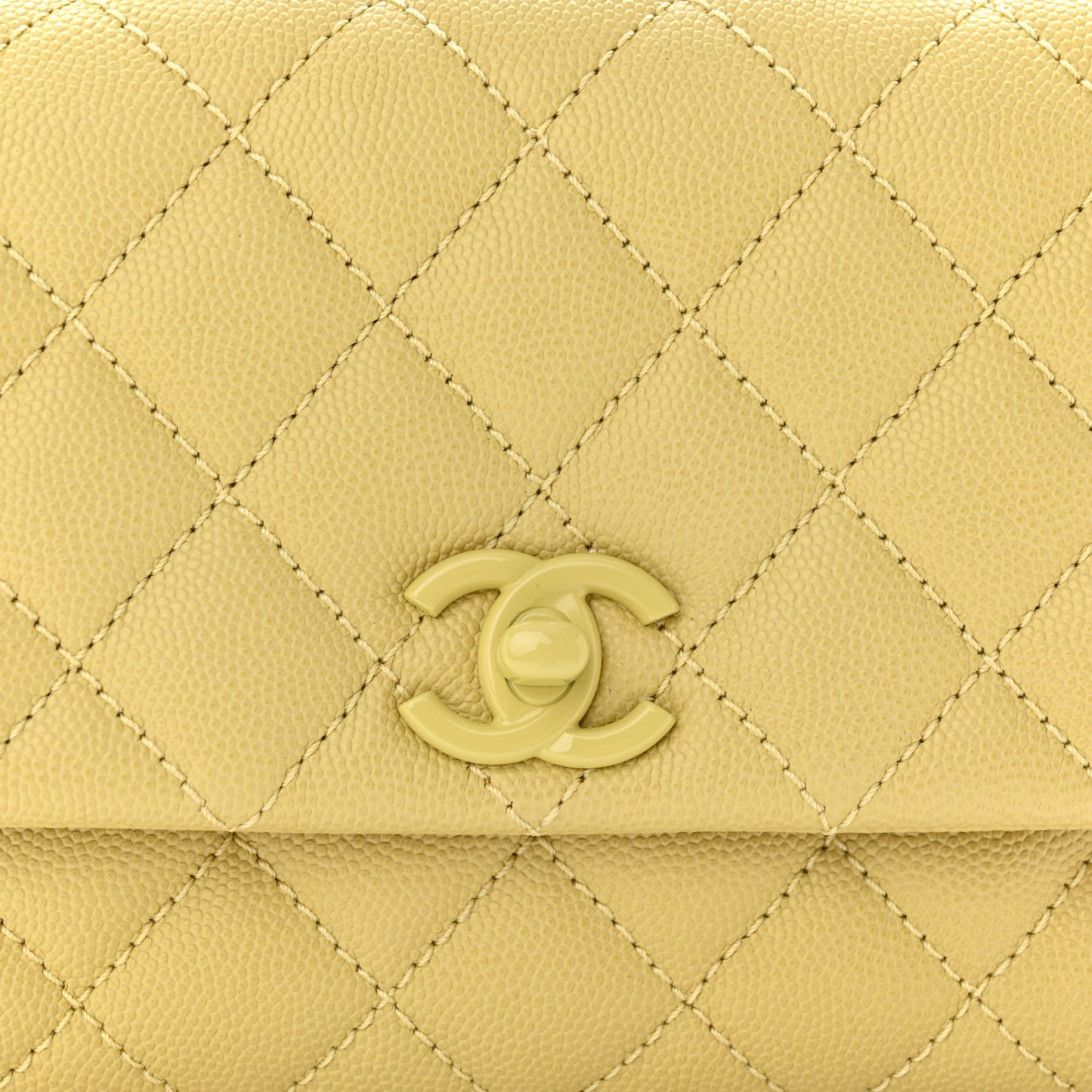 Caviar Quilted Incognito Extra Mini Coco Handle Flap Light Yellow