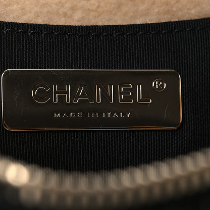 Chanel Shiny Crumpled Sheepskin Shearling Waist Bag Black Beige 6 of 12