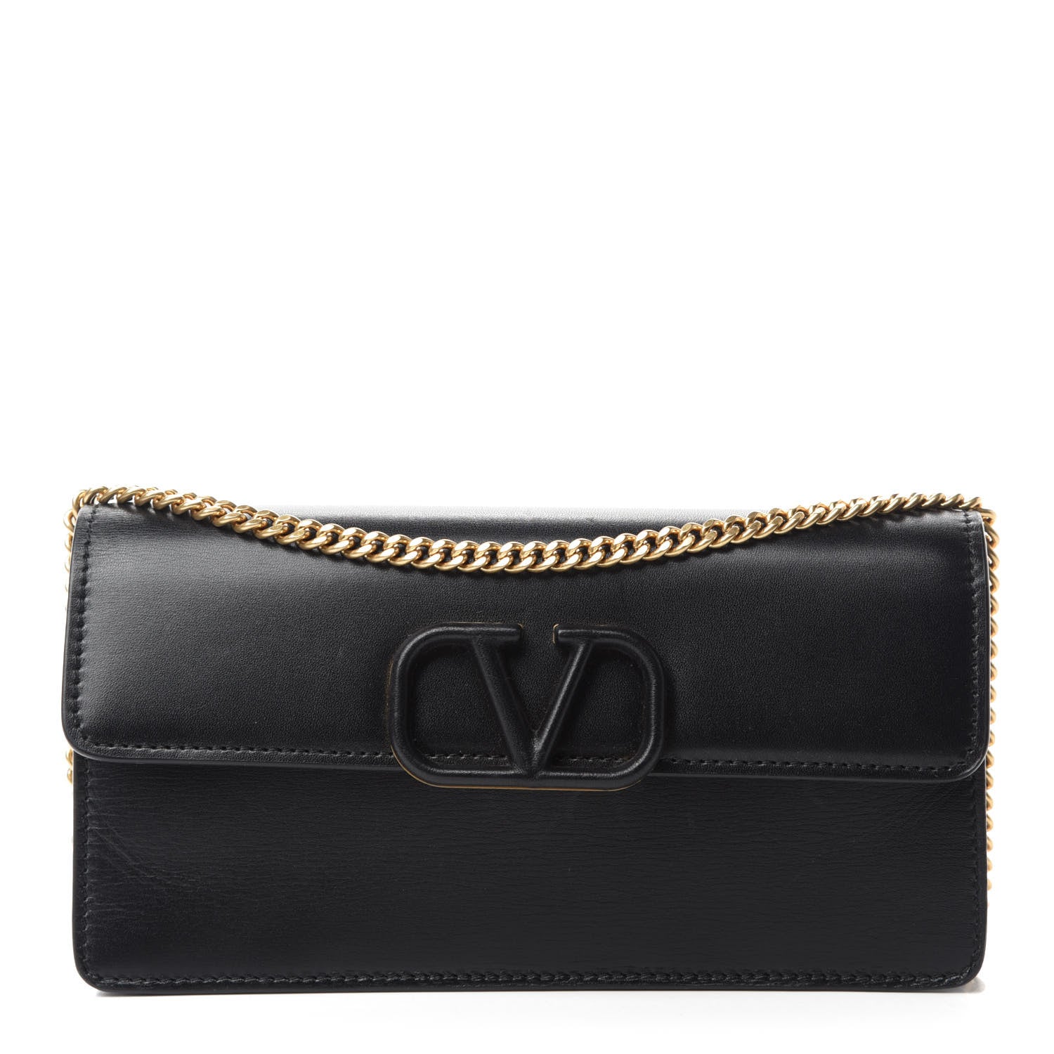 Valentino Garavani Smooth Calfksin Vlogo Wallet On Chain Black 1 of 11
