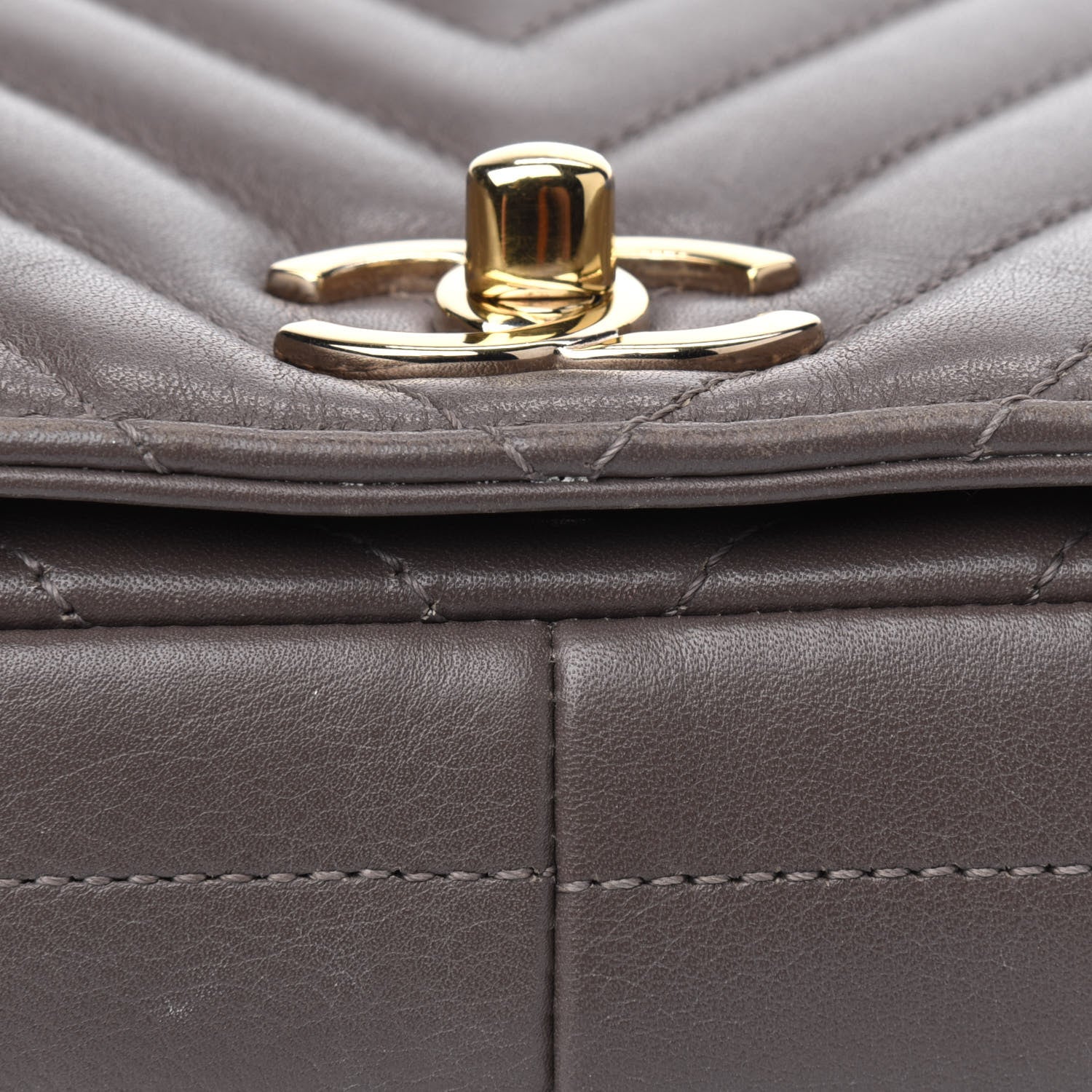 Chanel Calfskin Chevron Quilted Small Statement Flap Khaki 13 of 20