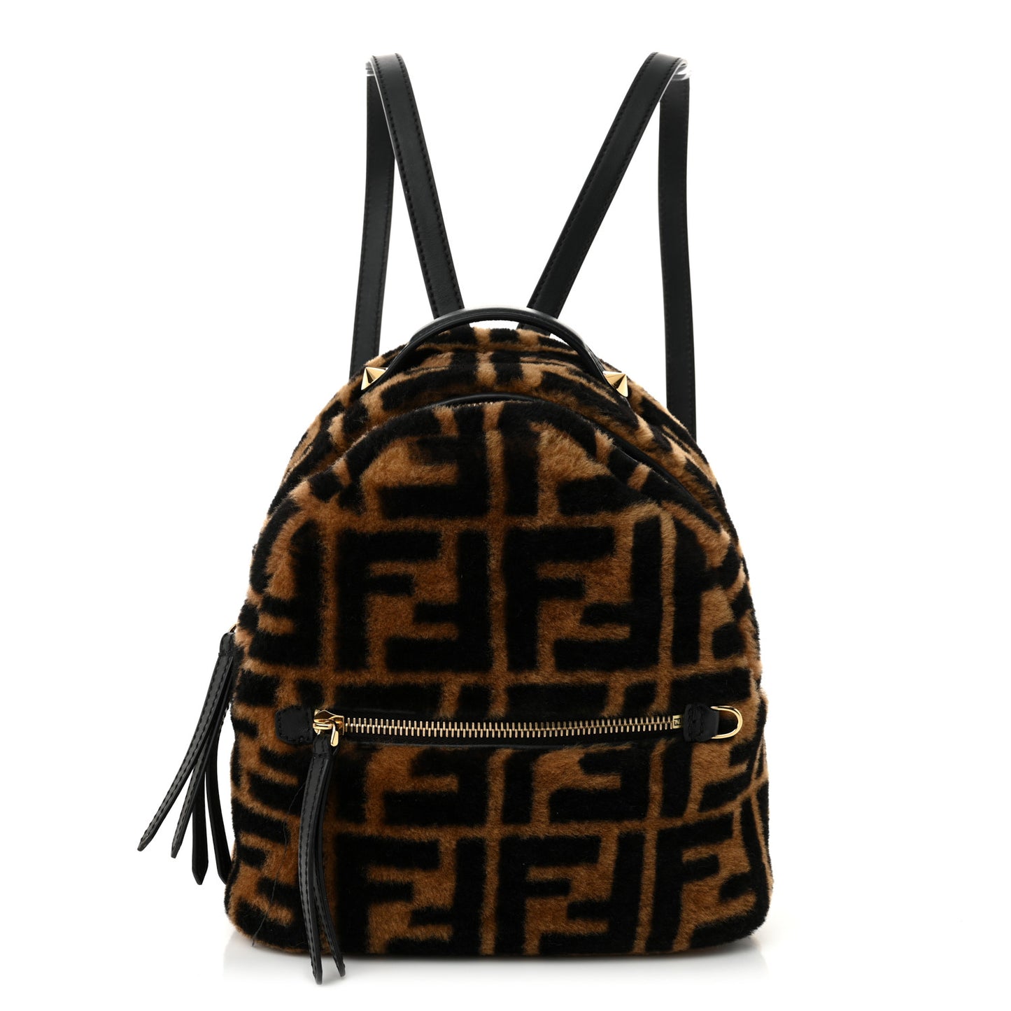 Shearling Macro FF 1974 Mini Backpack Tobacco Black
