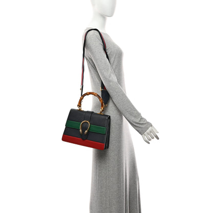 Gucci Moon Calfskin Bamboo Web Medium Dionysus Top Handle Bag Blue Emerald Hibiscus Red 2 of 10