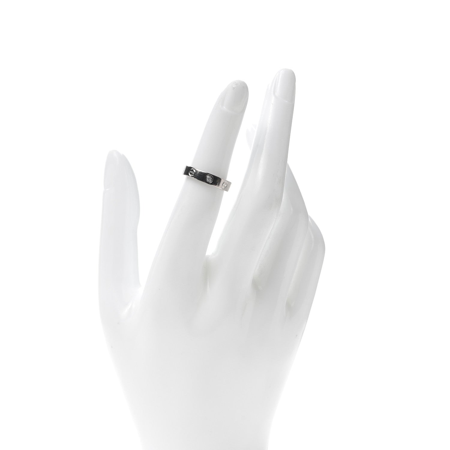 Cartier 18K White Gold Diamond 4mm LOVE Wedding Band Ring 49 4.75 2 of 4