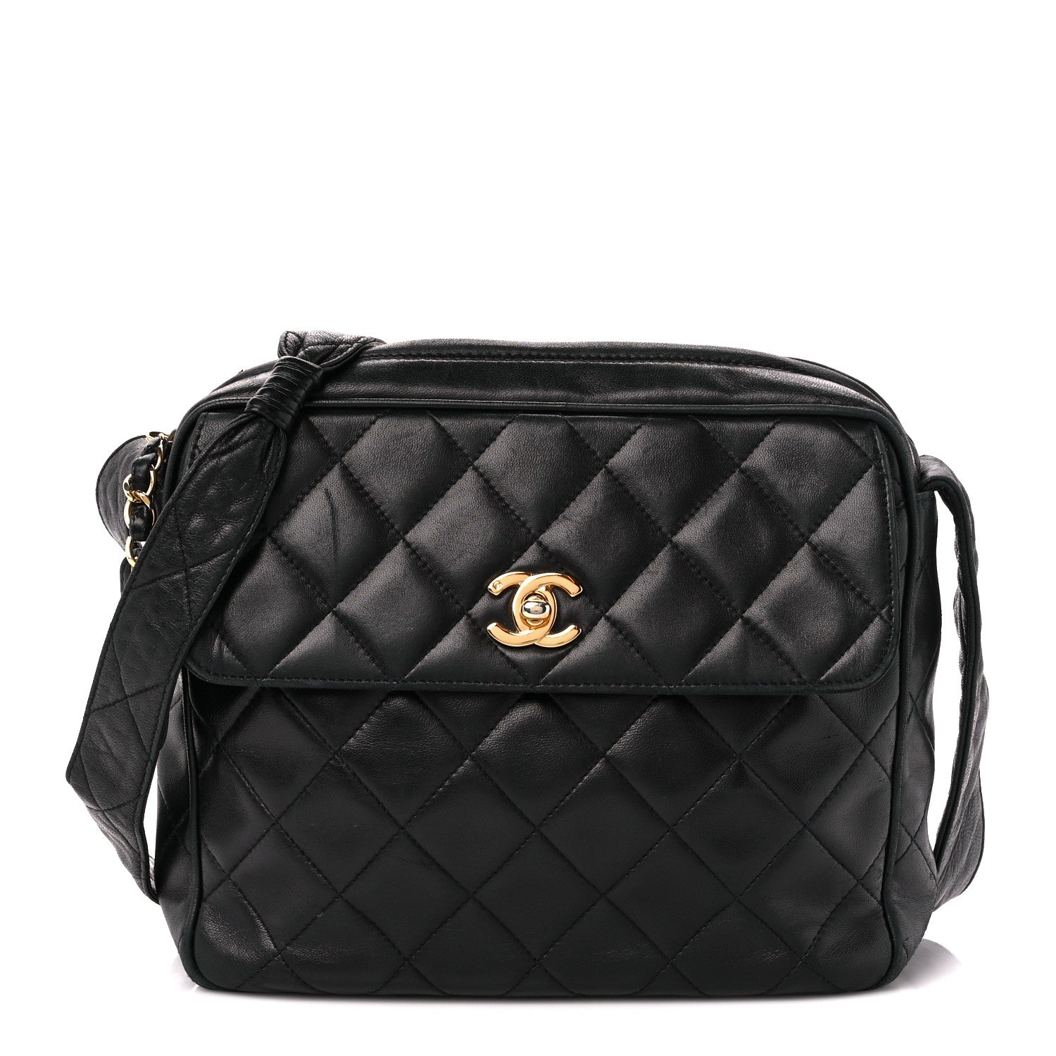 Chanel Lambskin Quilted Flap Camera Case Black 1 of 12