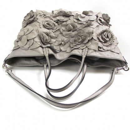 Valentino Garavani Leather Floral Tote Gray 6 of 10