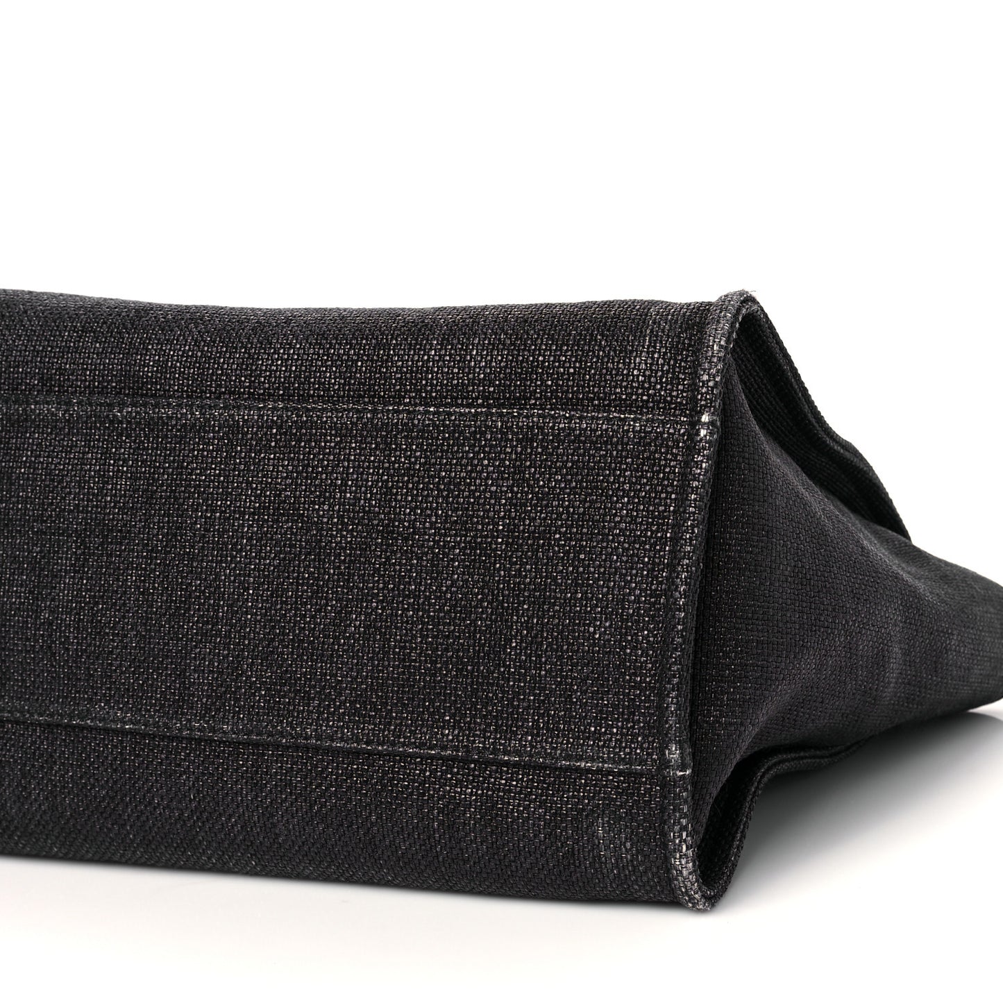 Woven Straw Raffia Medium Deauville Tote Black