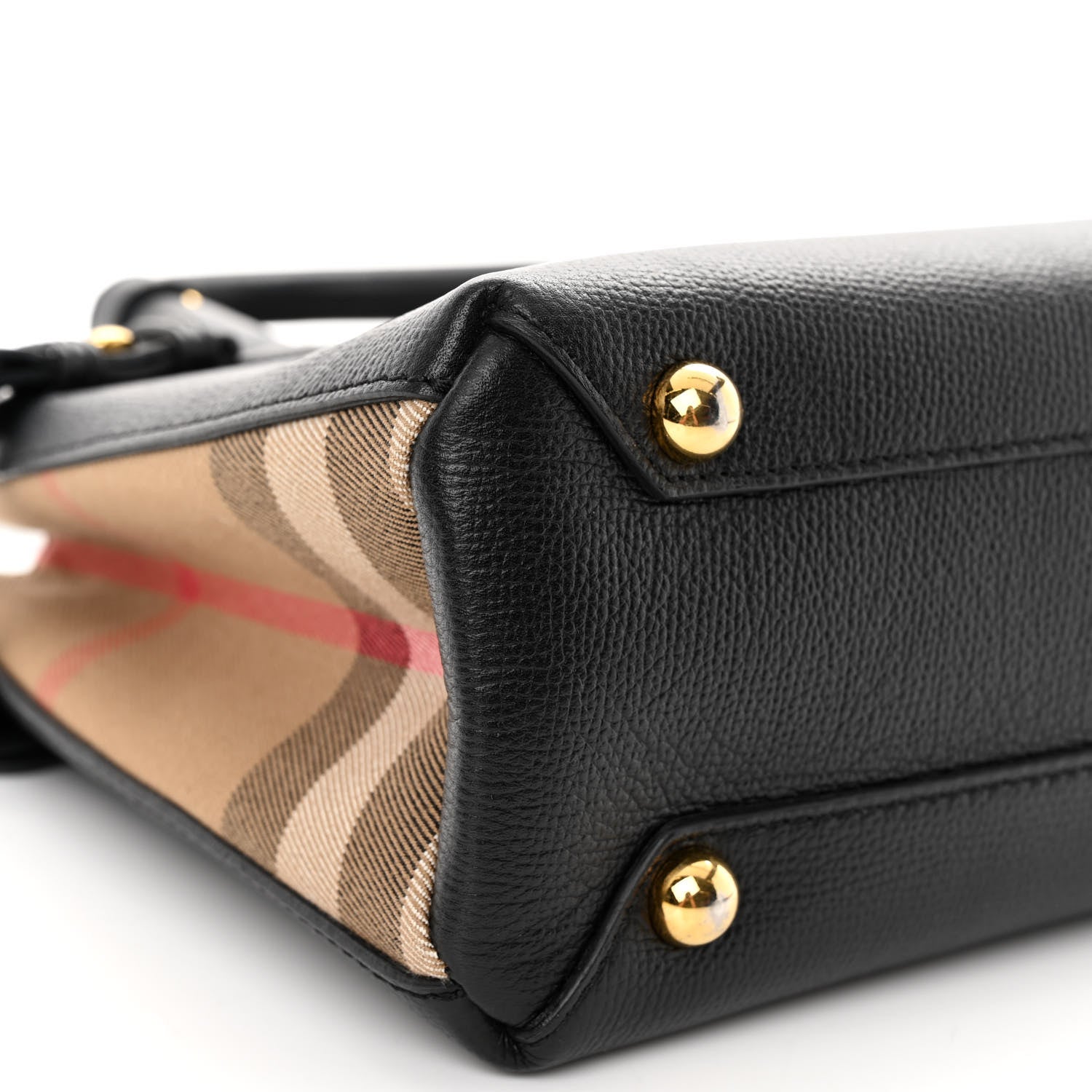Burberry Grainy Calfskin House Check Small Banner Tote Black 8 of 9